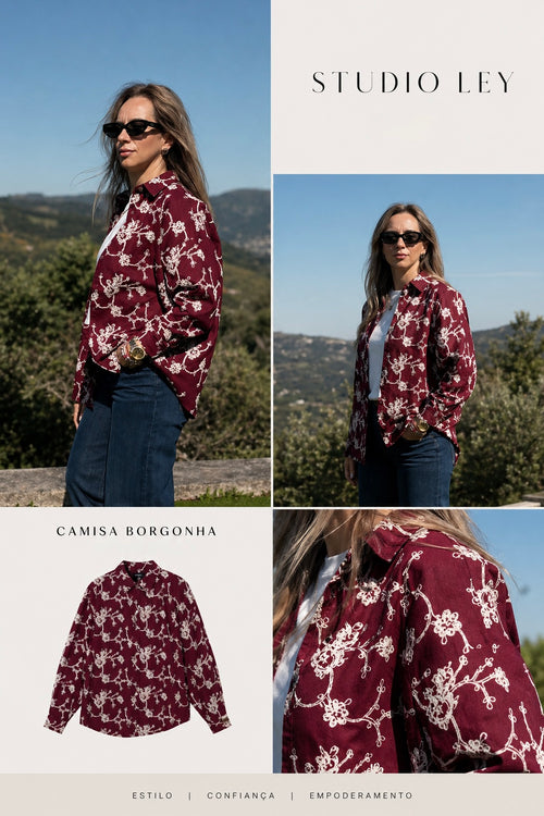 Camisa borgonha